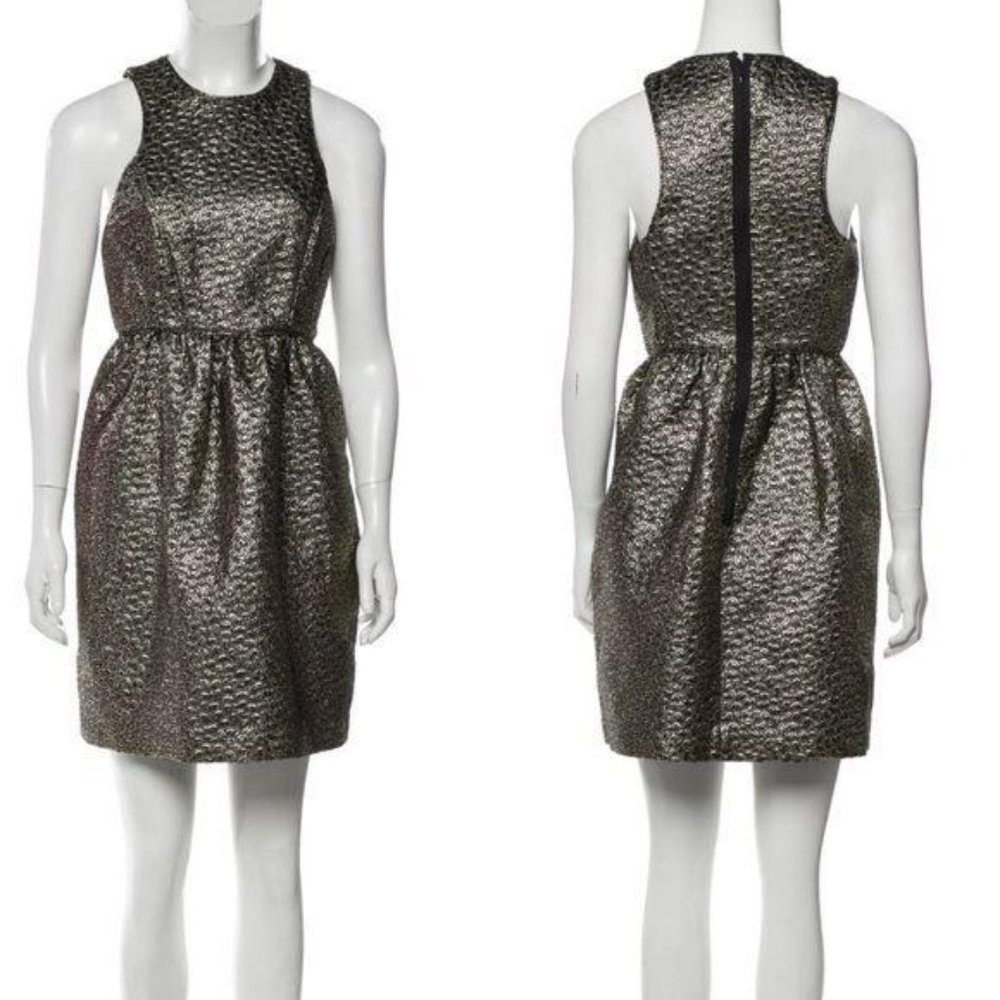Tibi Jacquard Paisley Black & Gold Metallic Dress - Picture 3 of 16